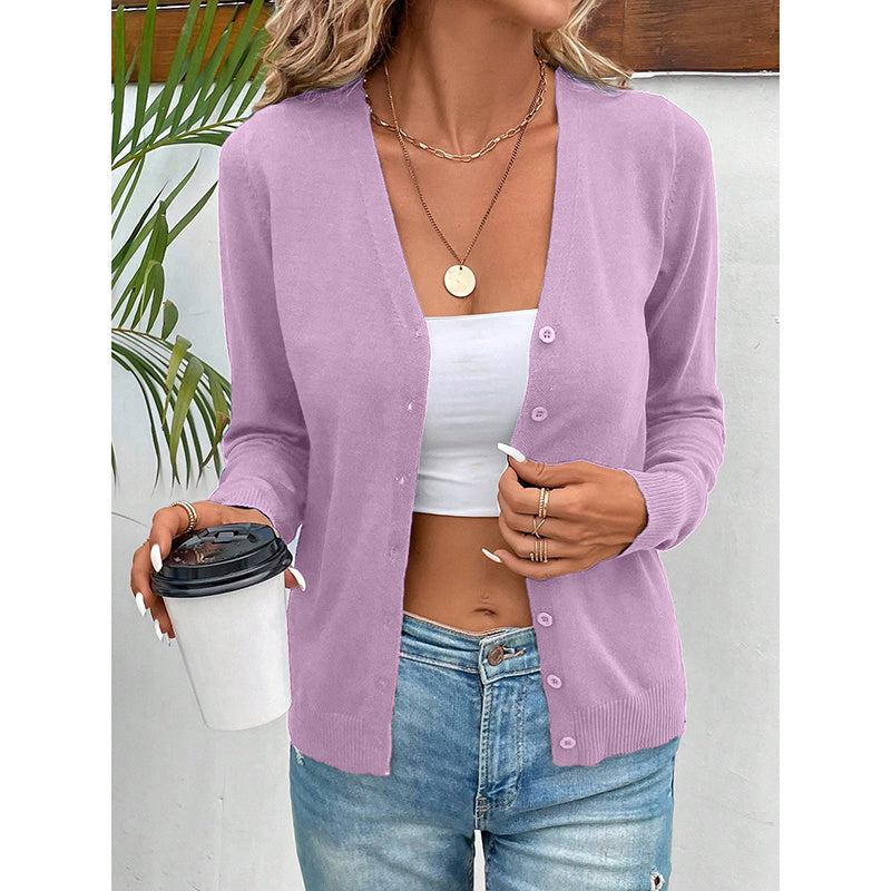 Women’s V‑Neck Button‑Down Cardigan Knit Sweater