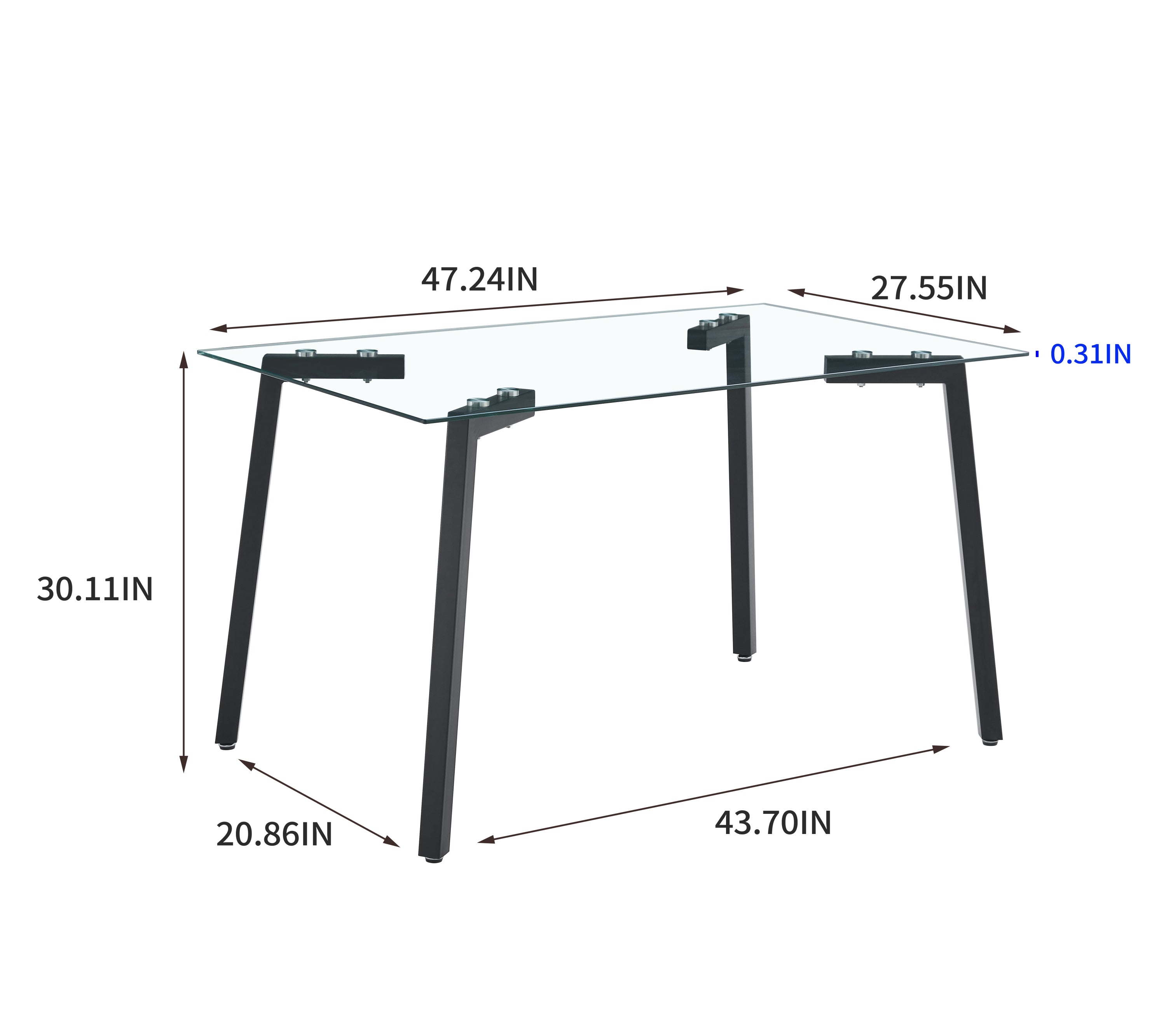 Glass Dining Table  Transparent, 130*80* 8MM