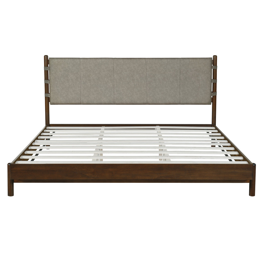 Modern King Bed Frame Set with 2 Nightstands, Light Gray Wood Platform Bed with Headboard and Matching Bedside Tables for Bedroom
