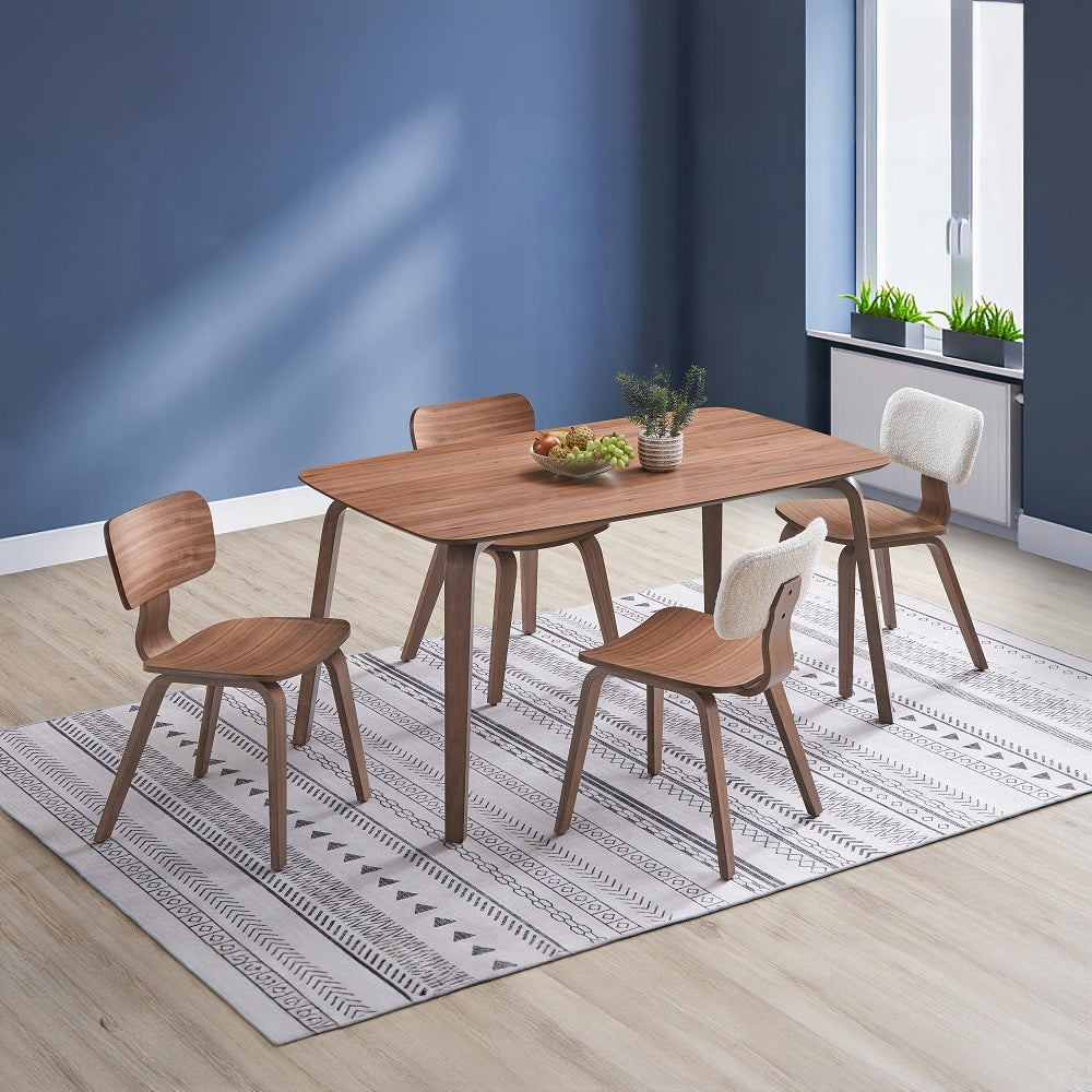 Walnut Finish Modern Contemporary Dining Table 1pc Curved Solid Wood Tapered Legs Wooden Furniture
