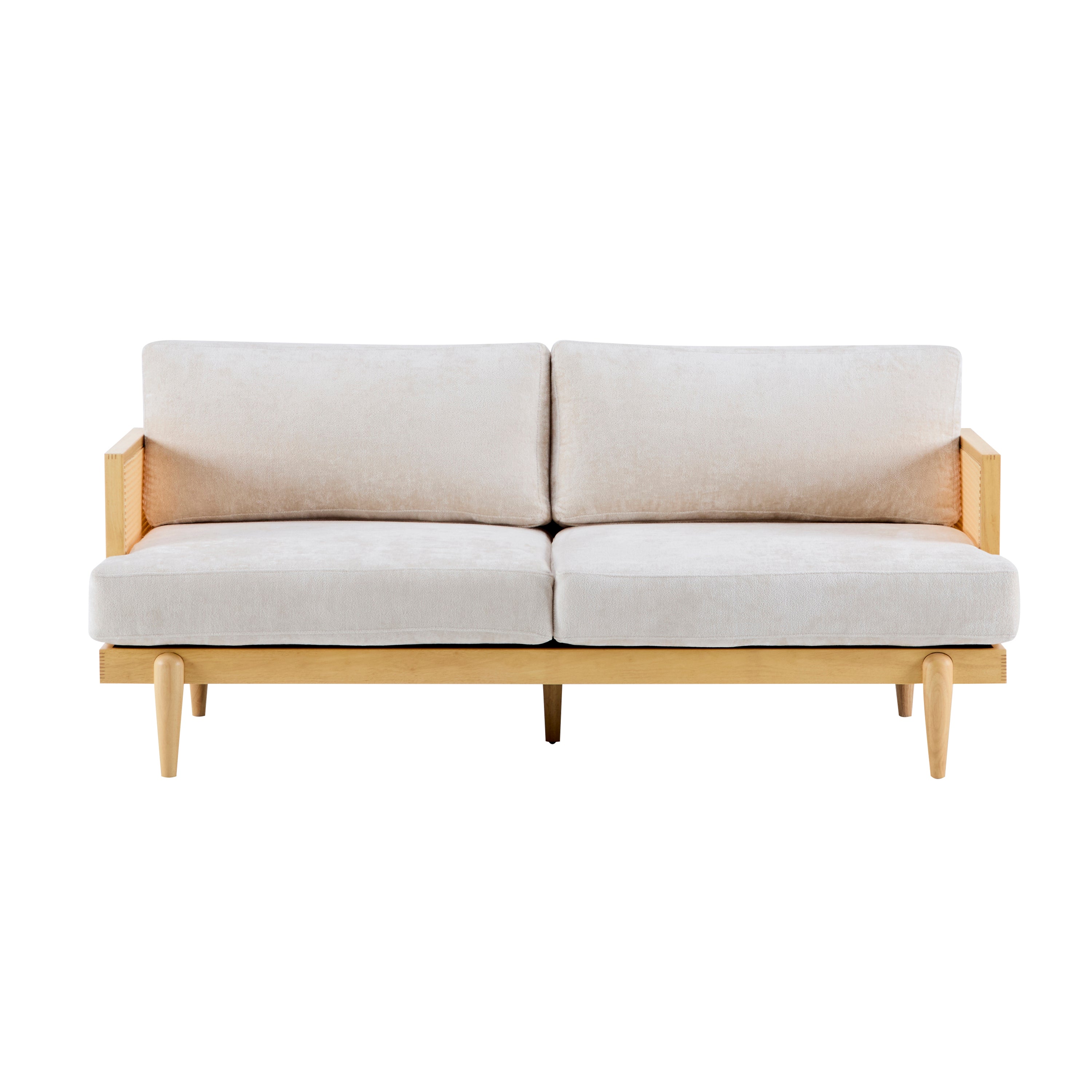 EMIR 72' Square Arm 3-Seater Sofa with Cane Rattan and Wooden Frame,Natural,,Living Rooms,Bedrooms,Apartment Office