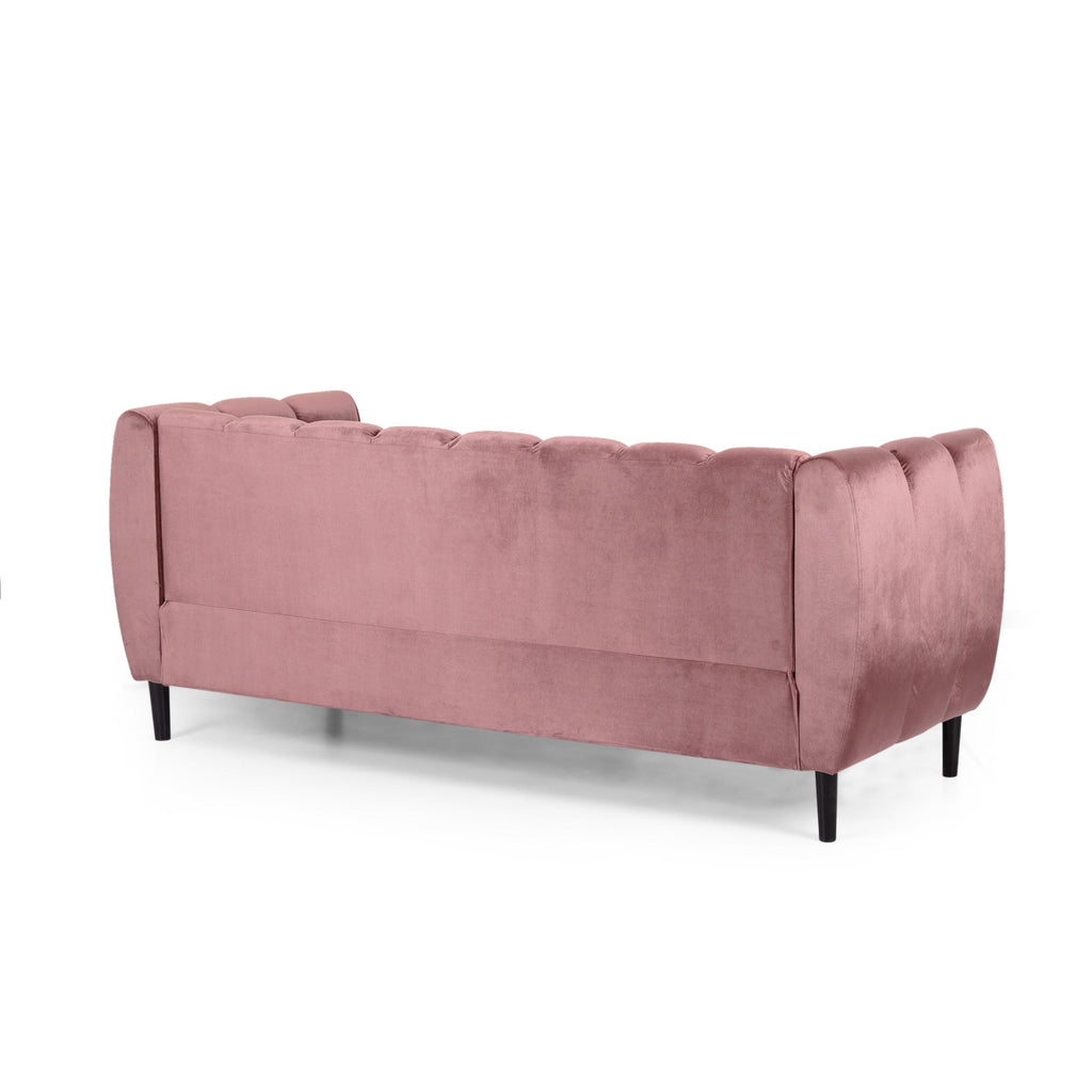 Miranda Velvet 3-Seater Sofa with Modern Glam Style and Blush Color