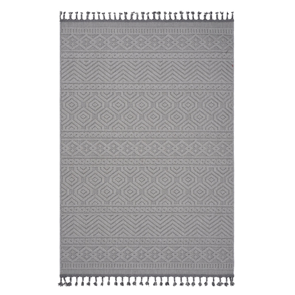 NAAR Guros Collection 8X10 White / Geometric Indoor / Outdoor Area Rug