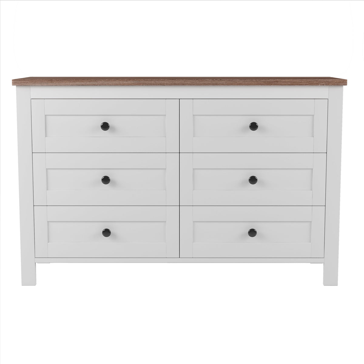 3-Pieces Bedroom Sets Queen Size  Farmhouse Platform Bed with Double Sliding Door Storage Headboard, Storage Nightstand and Dresser, White+Brown(Old SKU HL000092AAK)