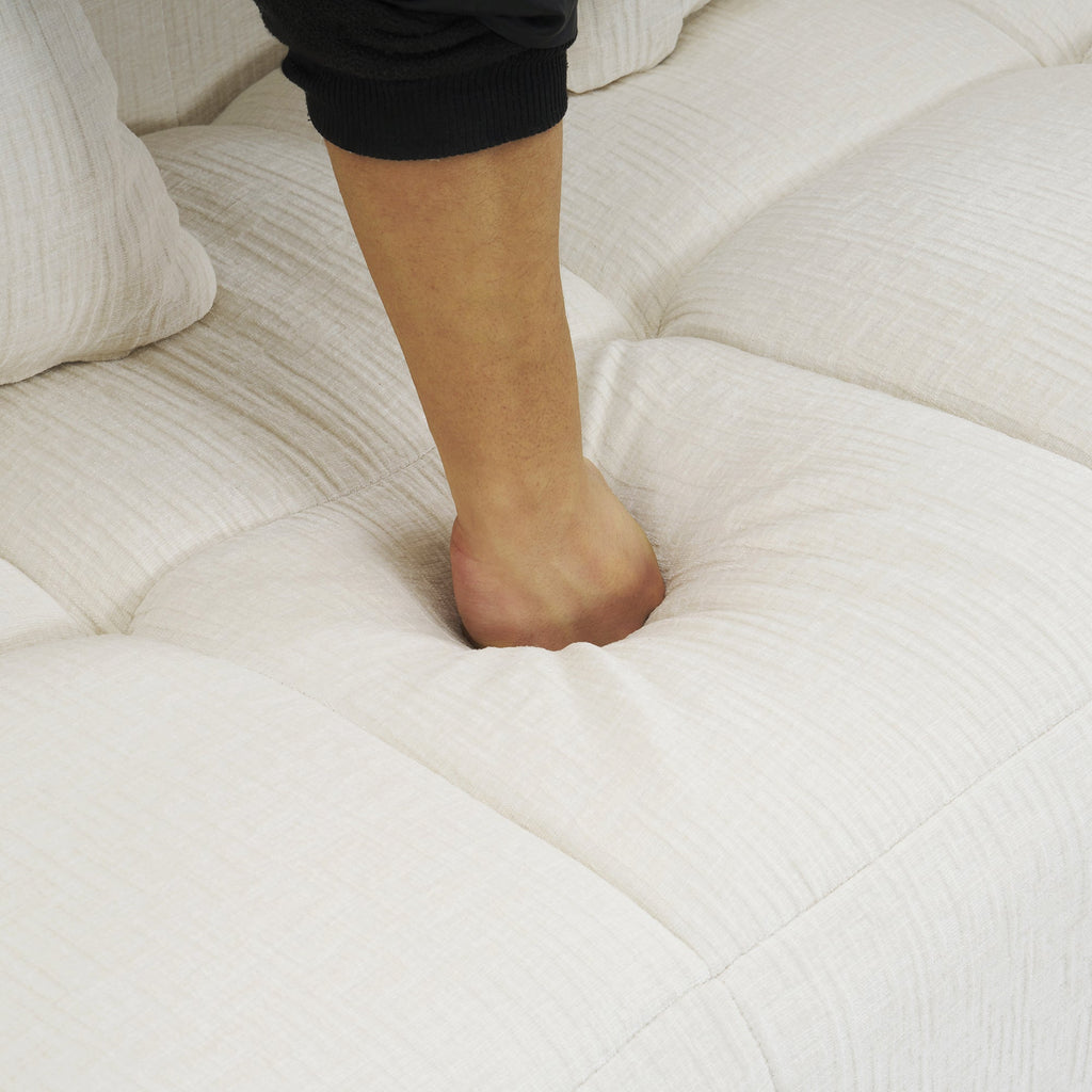 Modern Beige Modular Sectional Sofa with Deep Seating and Side Pockets, Chenille Upholstery, 101.2'