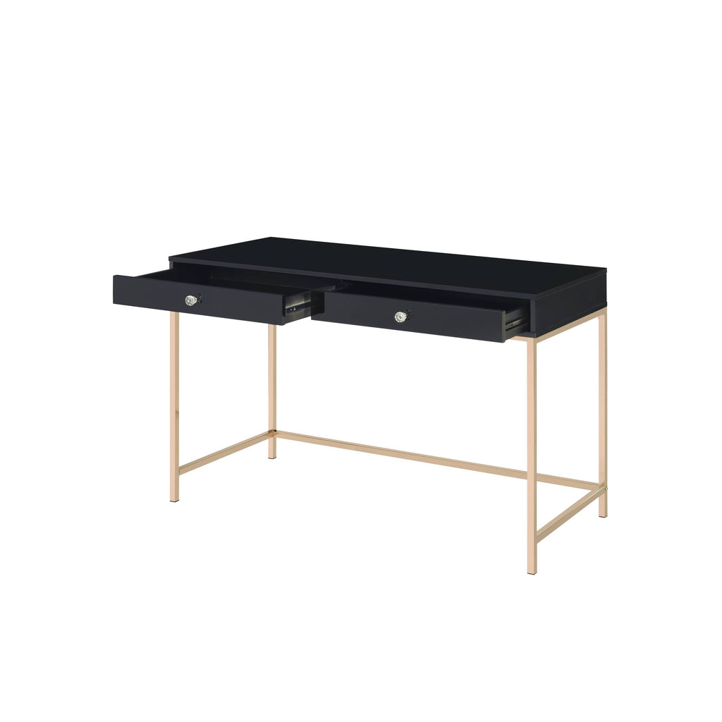 Ottey Black High Gloss & Gold Finish Writing Desk