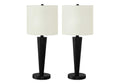 Lighting, Set Of 2, 24'h, Table Lamp, Usb Port Included, Black Metal, Ivory / Cream Shade, Contemporary