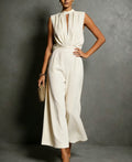 Women's Elegant Sleeveless Tank Top & Pants Set – Asymmetric Retro 2-Piece