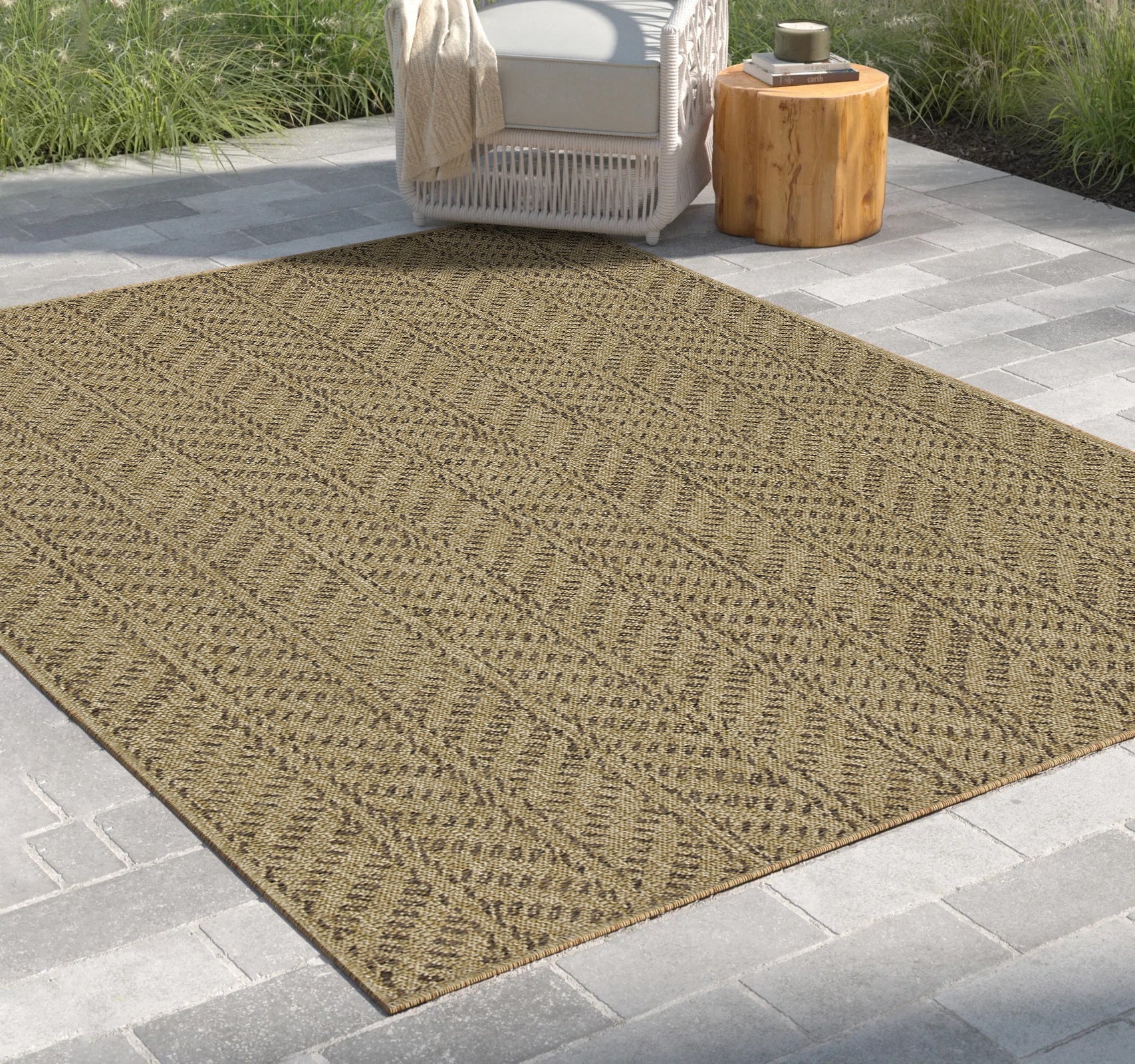 Earth GC_NTL1013 Jute/Mocha 7 ft. 10 in. x 10 ft. 3 in. Indoor/Outdoor Area Rug