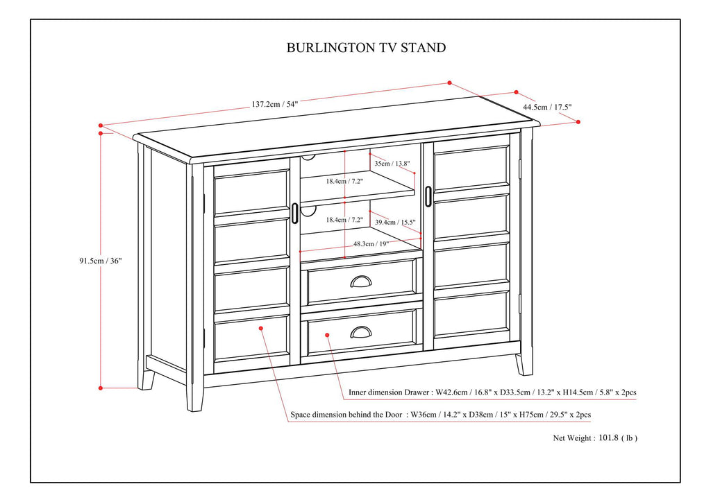 Burlington - Tall TV Media Stand - Rustic Natural Aged Brown