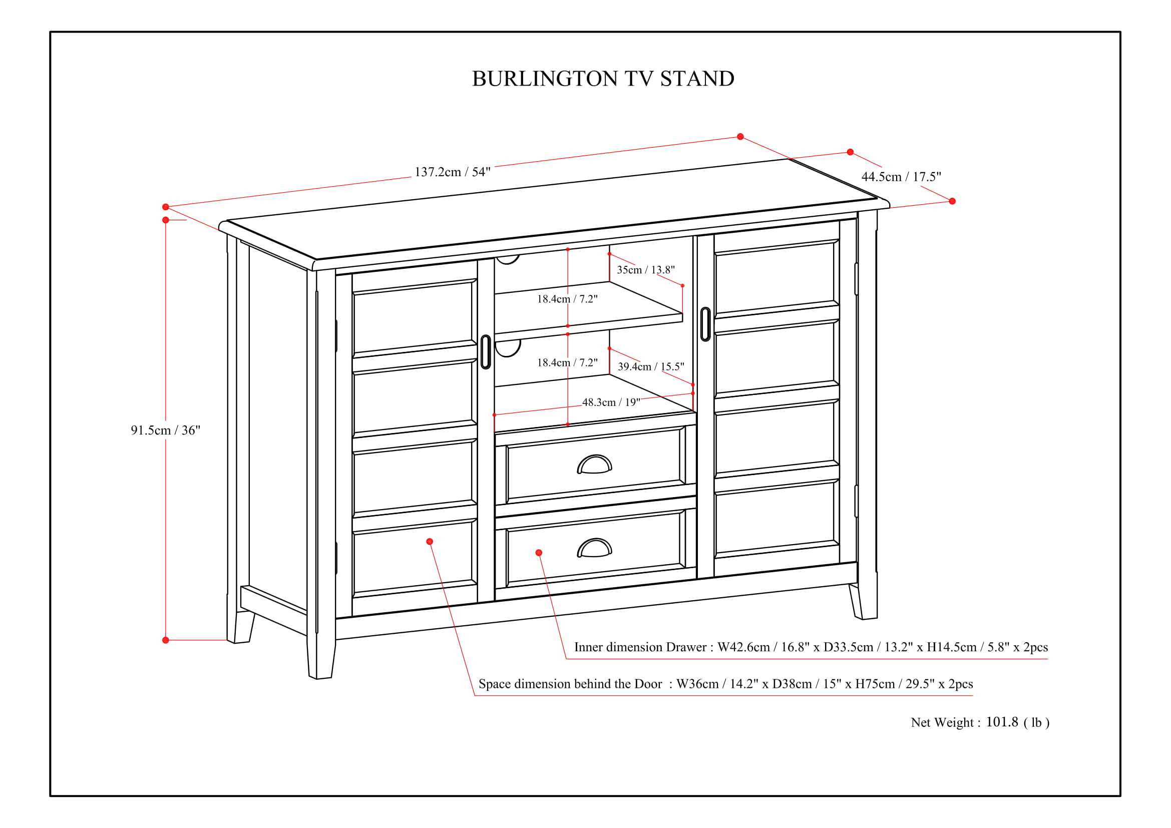 Burlington - Tall TV Media Stand - Rustic Natural Aged Brown