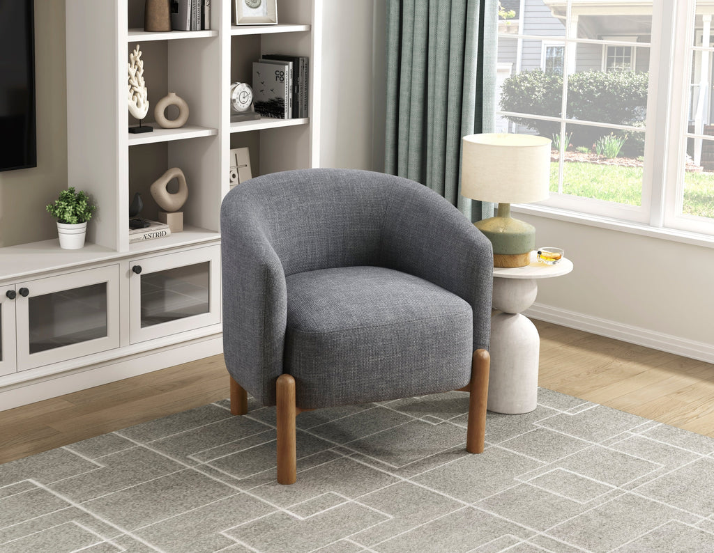 Style Comfort Accent Chair Gray Upholstery Durable Frame Solid Wood Legs Contemporary Living Room Furniture 1pc