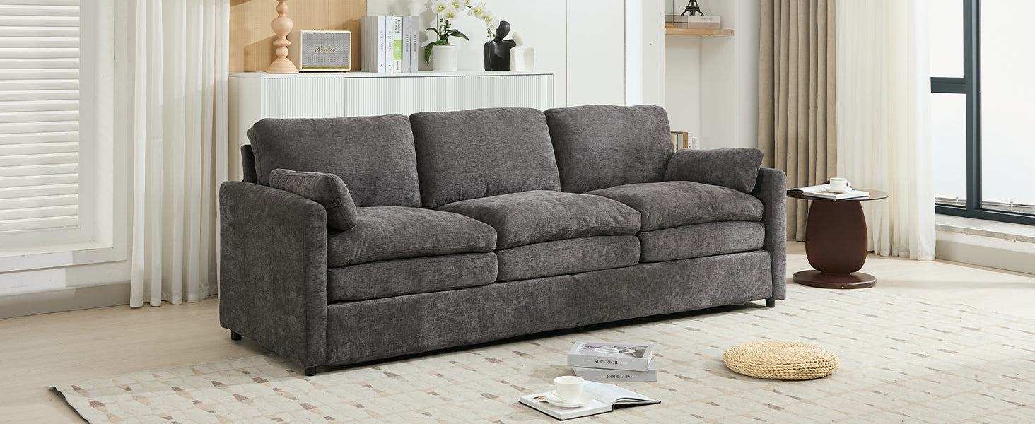 89'  Cozy Upholstered 3-seater Sofa Oversized Comfy Cloud Sofa Double Cushion 3-seater Sofa Plush Cushion Sofa Couch for Living Room, Grey