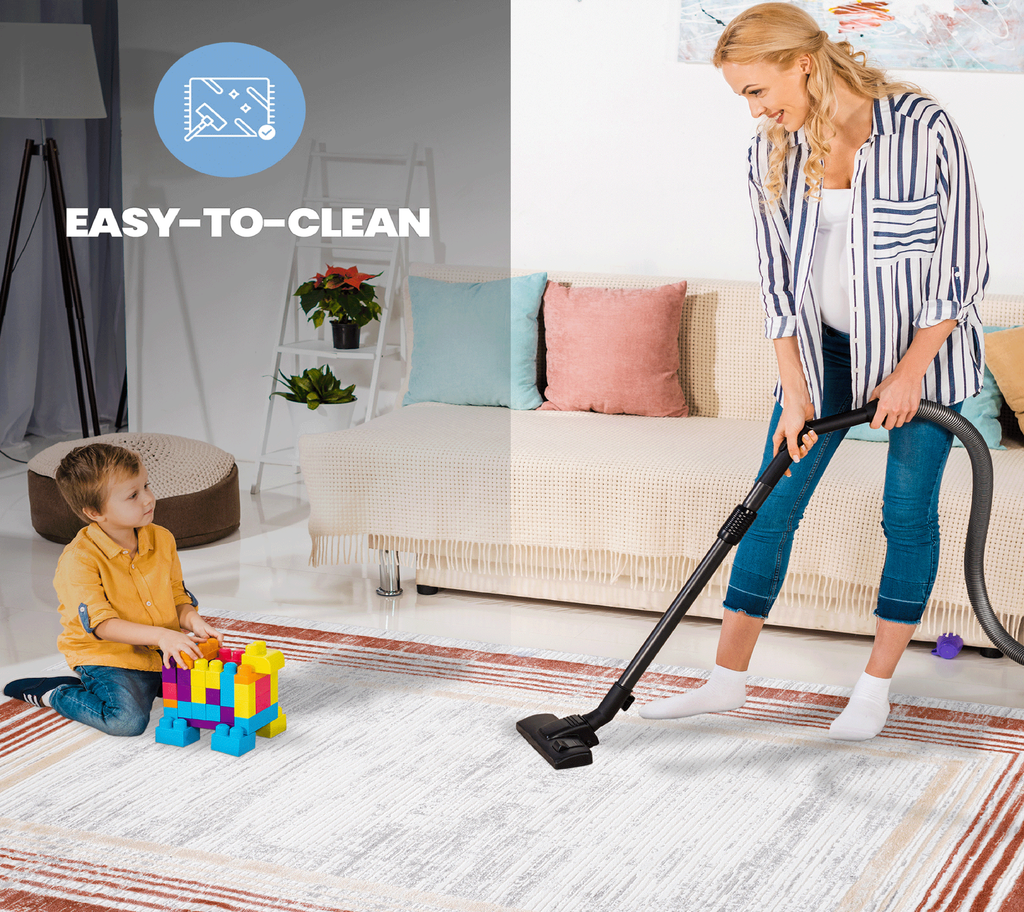 NAAR MARFI Collection 8X10 Brown / Ivory / Bordered Area Rug