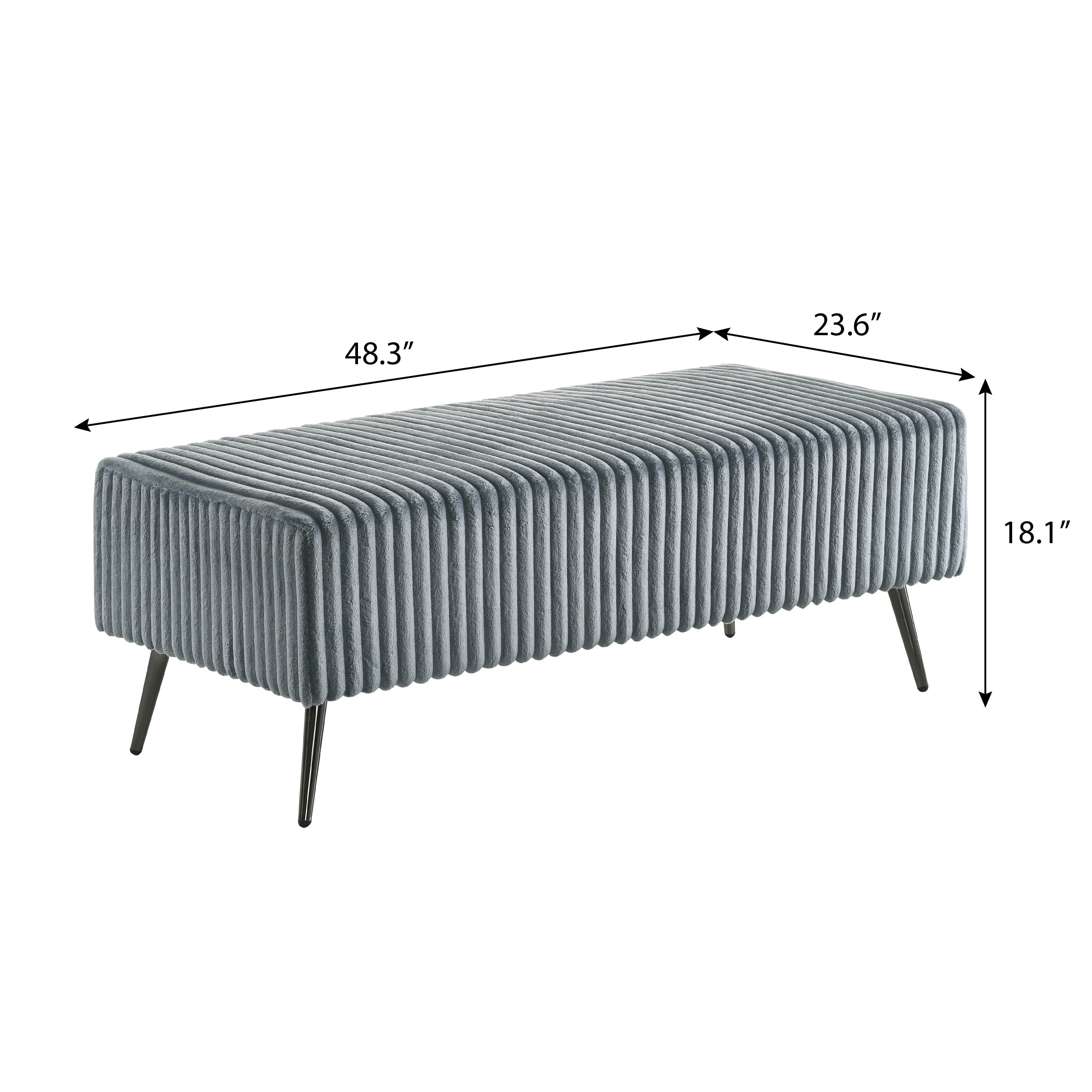 Mavela Wide Wale Corduroy Upholstery Panel King Bed with 2 Nightstands and Bench, Blue