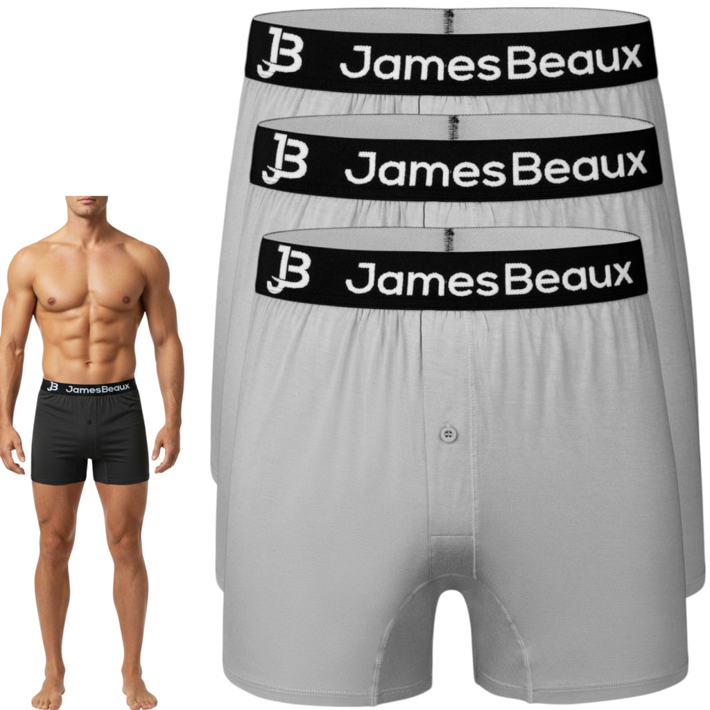 3-Pack Men's Heather Gray 95% Bamboo Boxer Shorts