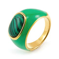 Malachite Enamel Signet Ring