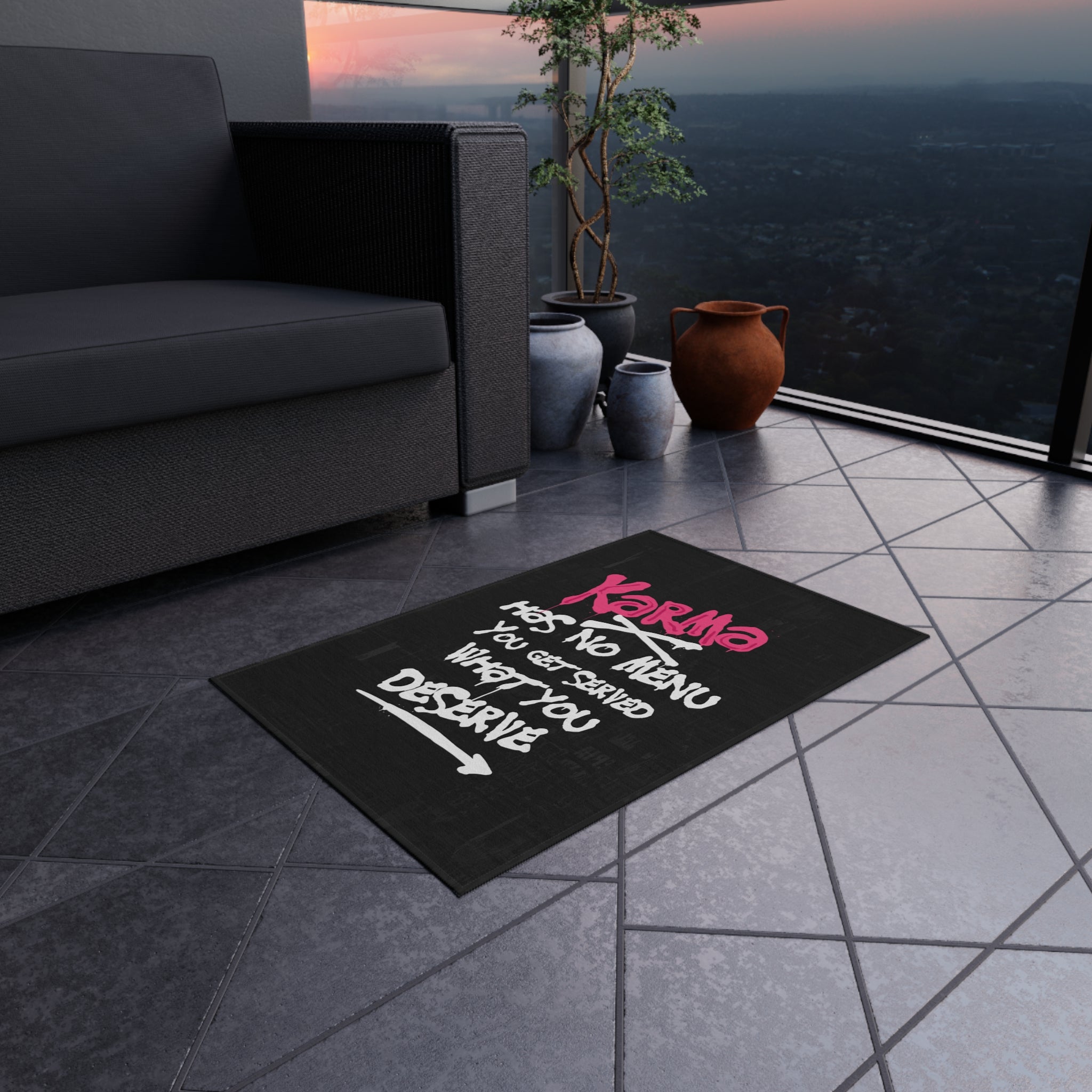 Karma Has No Menu Rug