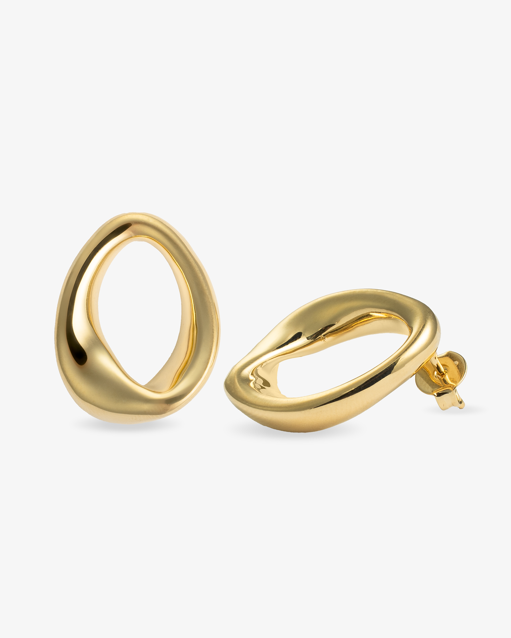 Kate Sculptural Open Oval Gold Statement Earrings
