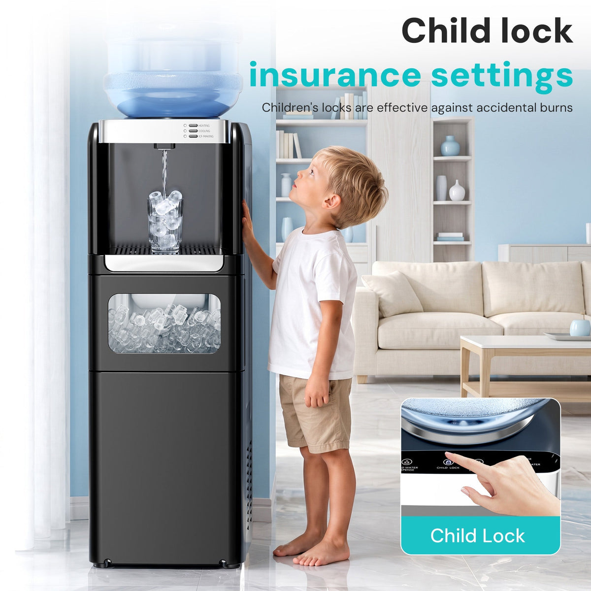 Kismile 4 in 1 Water Cooler Dispenser with Ice Maker