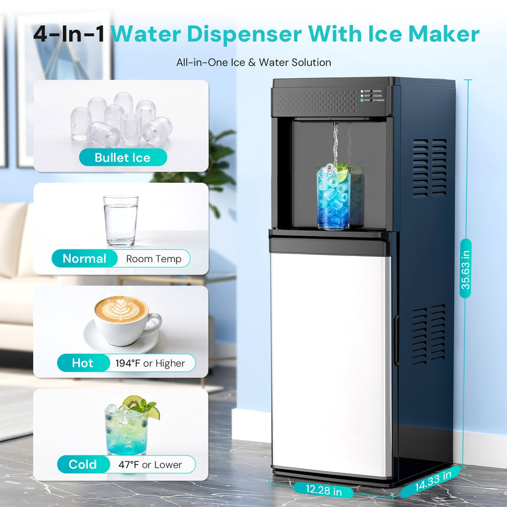 Kismile 4 in 1 Water Cooler Dispenser with Ice Maker