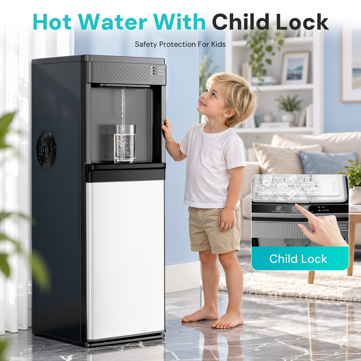 Kismile 4 in 1 Water Cooler Dispenser with Ice Maker