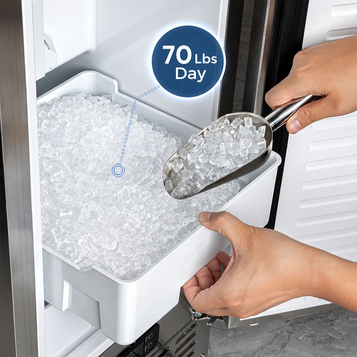 Kismile 70 Lbs/Day Commercial Under Counter Built-in Nugget Ice Maker Z5830N