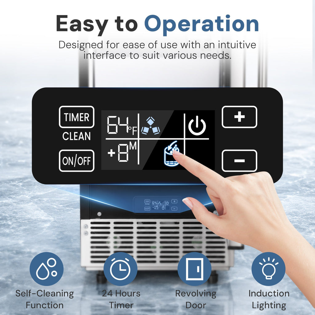 Kismile Commercial Built-in Ice Maker Machine,80Lbs/Day,Under Counter Ice Cube Maker with 24H Timer,Built-in Freestanding Ice Maker for Home & Office(Silver)