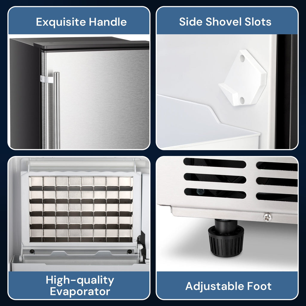 Kismile Commercial Built-in Ice Maker Machine,80Lbs/Day,Under Counter Ice Cube Maker with 24H Timer,Built-in Freestanding Ice Maker for Home & Office(Silver)