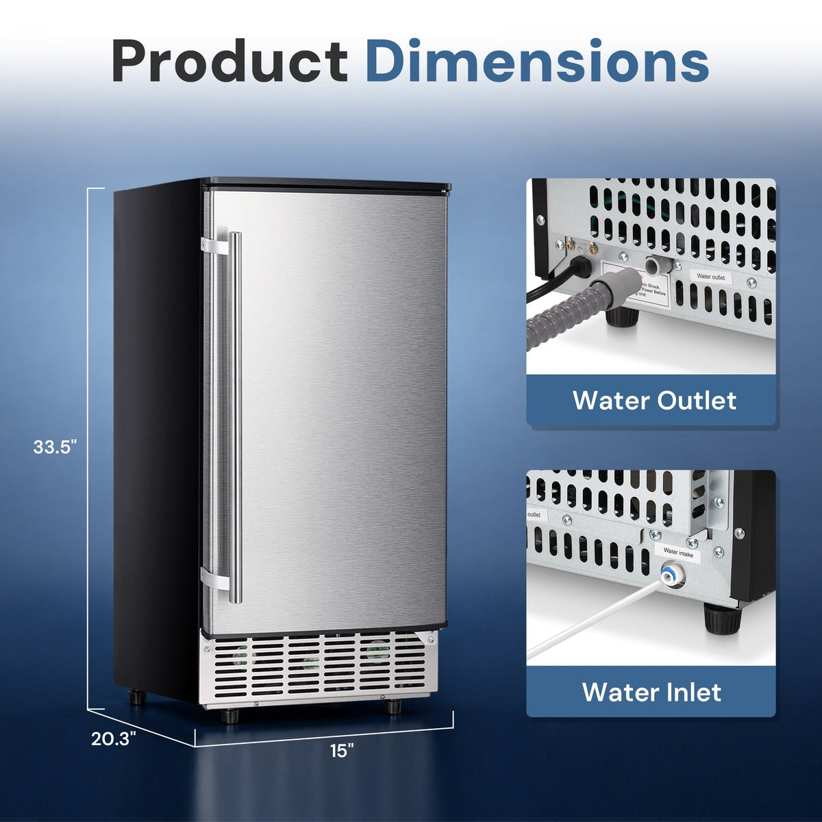 Kismile Commercial Built-in Ice Maker Machine,80Lbs/Day,Under Counter Ice Cube Maker with 24H Timer,Built-in Freestanding Ice Maker for Home & Office(Silver)