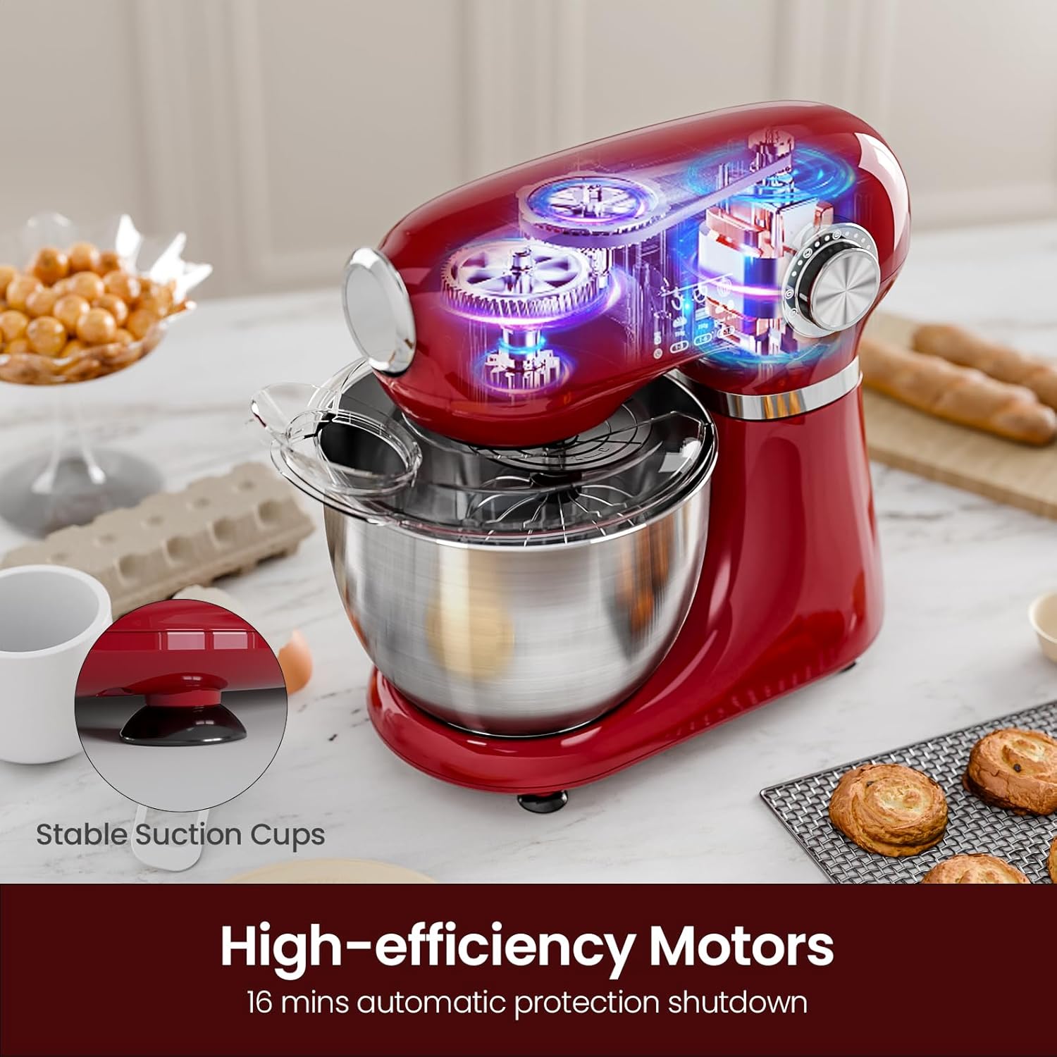 Kismile Stand Mixer, 5.5-Quart Electric Mixer with 12 Speeds CF3715