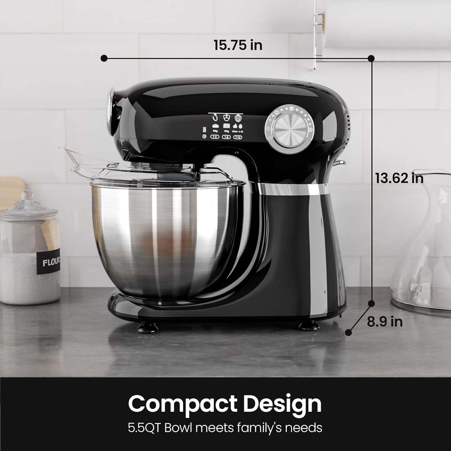 Kismile Stand Mixer, 5.5-Quart Electric Mixer with 12 Speeds CF3715