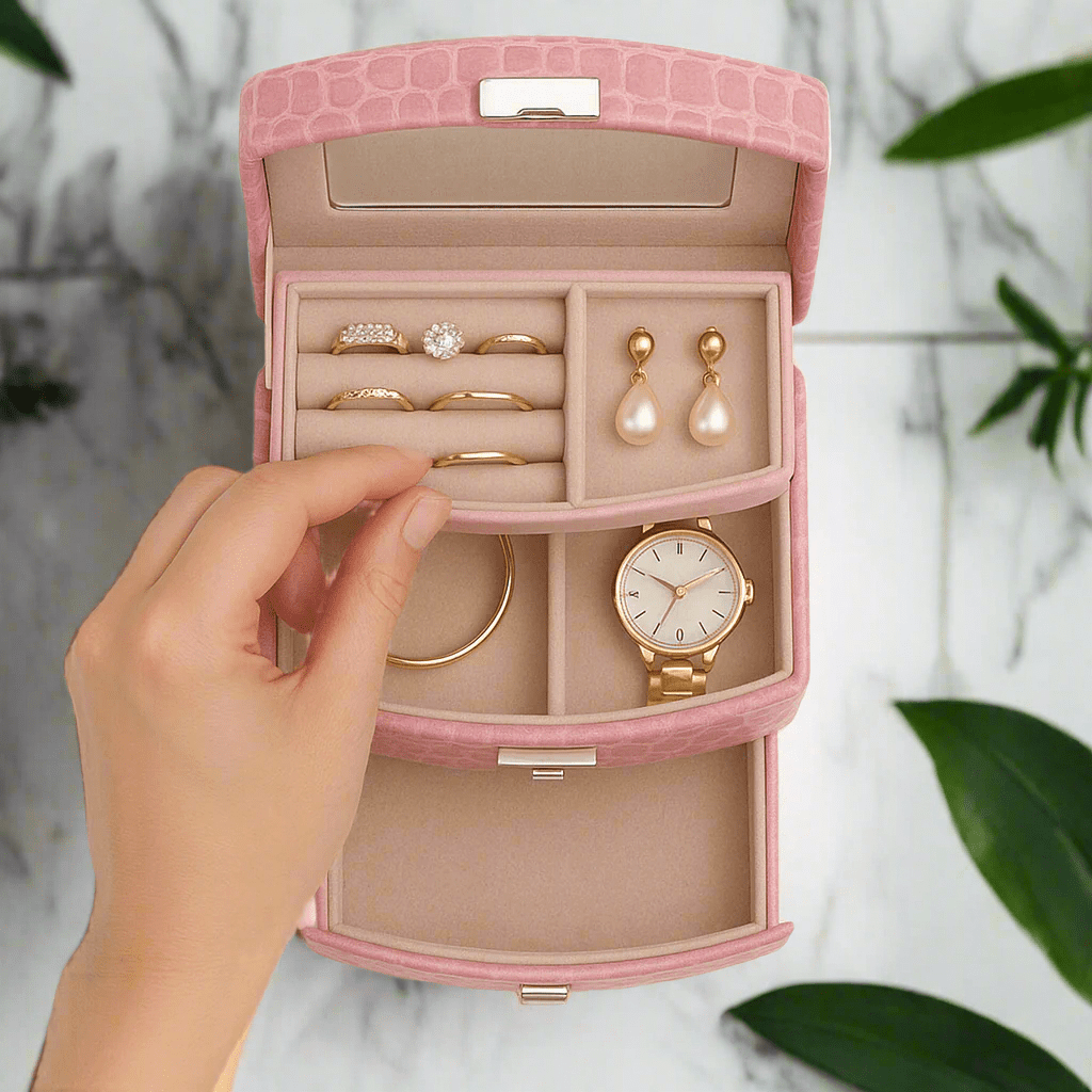 Luxury Jewelry Box – 3 Layers Tangle Free Jewelry Organizer & Elegant Designer Jewelry Chest