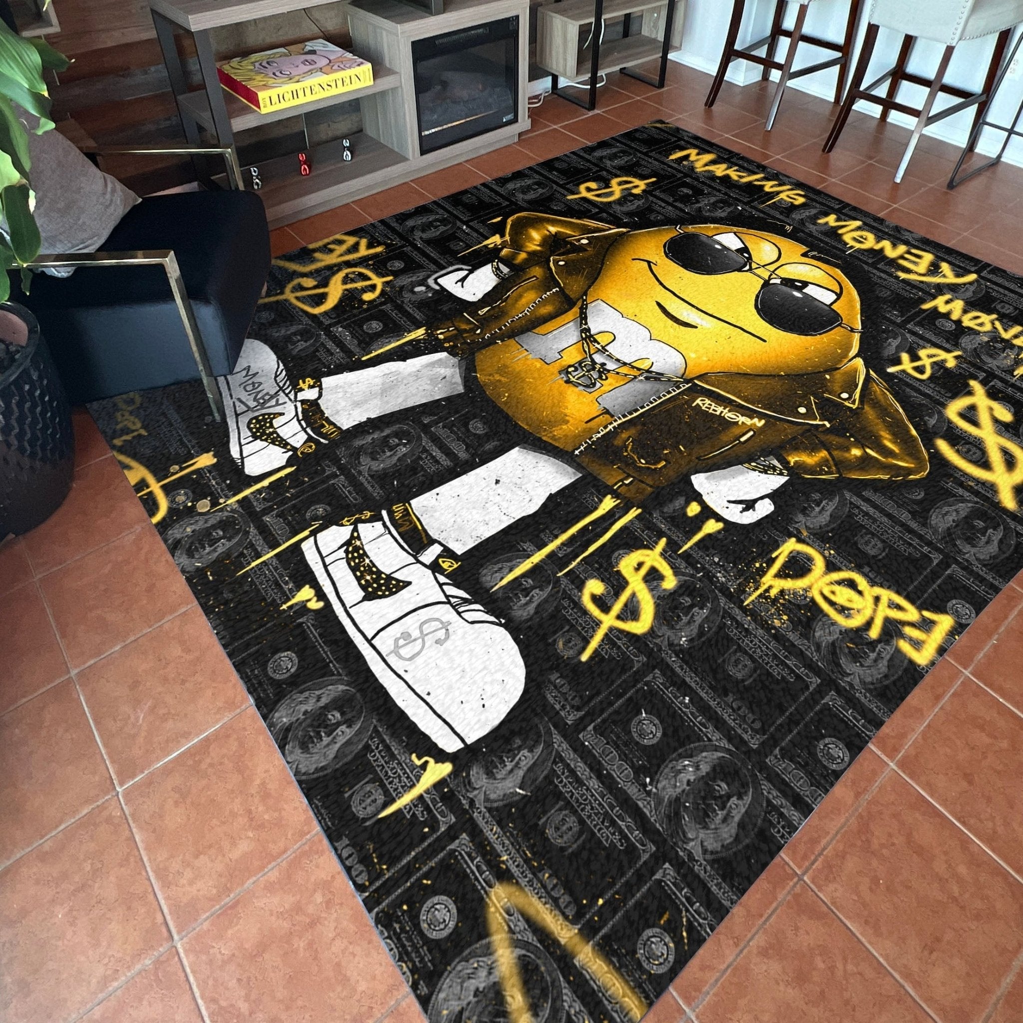Making Money Moves Black & Yellow Motivational Rug