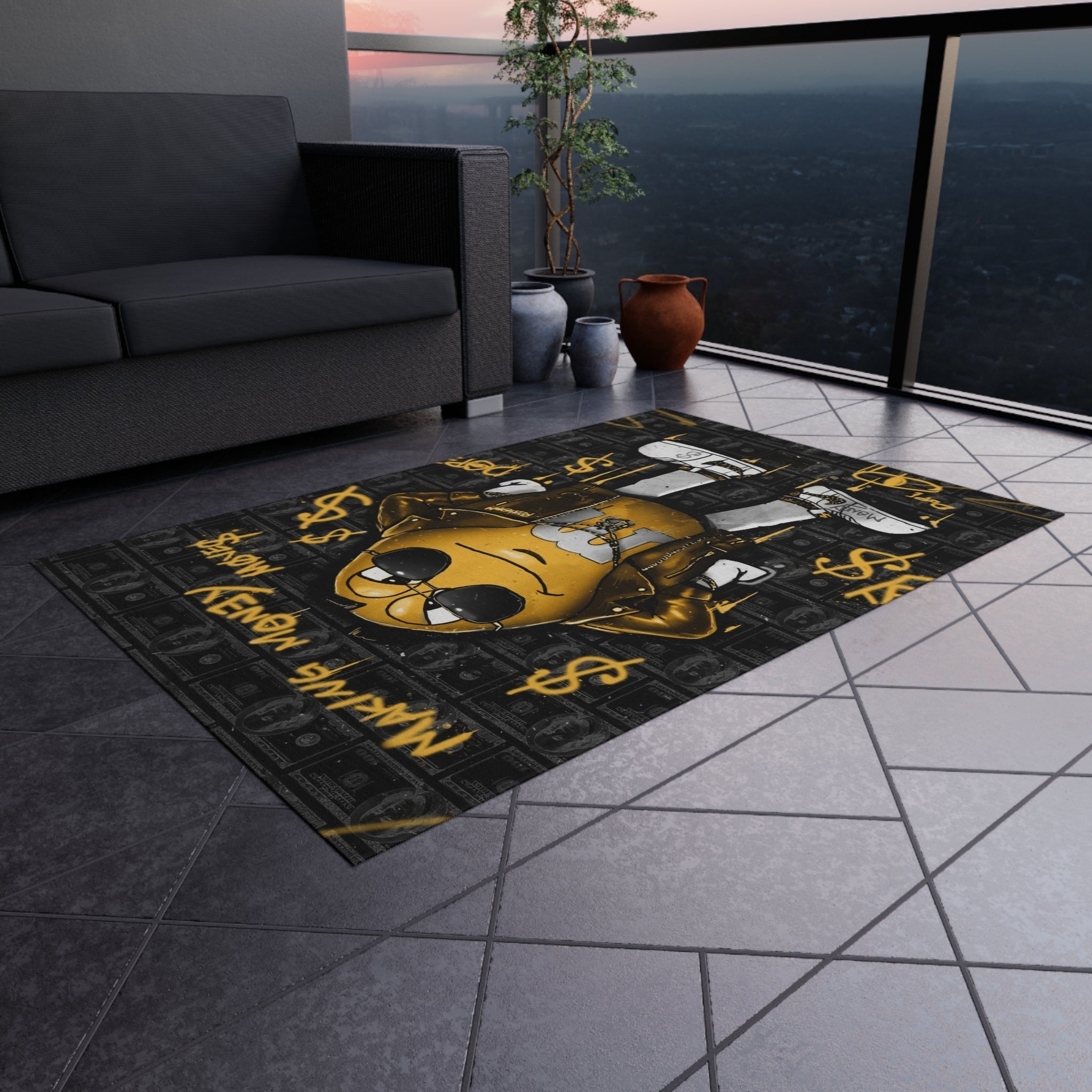 Making Money Moves Black & Yellow Motivational Rug