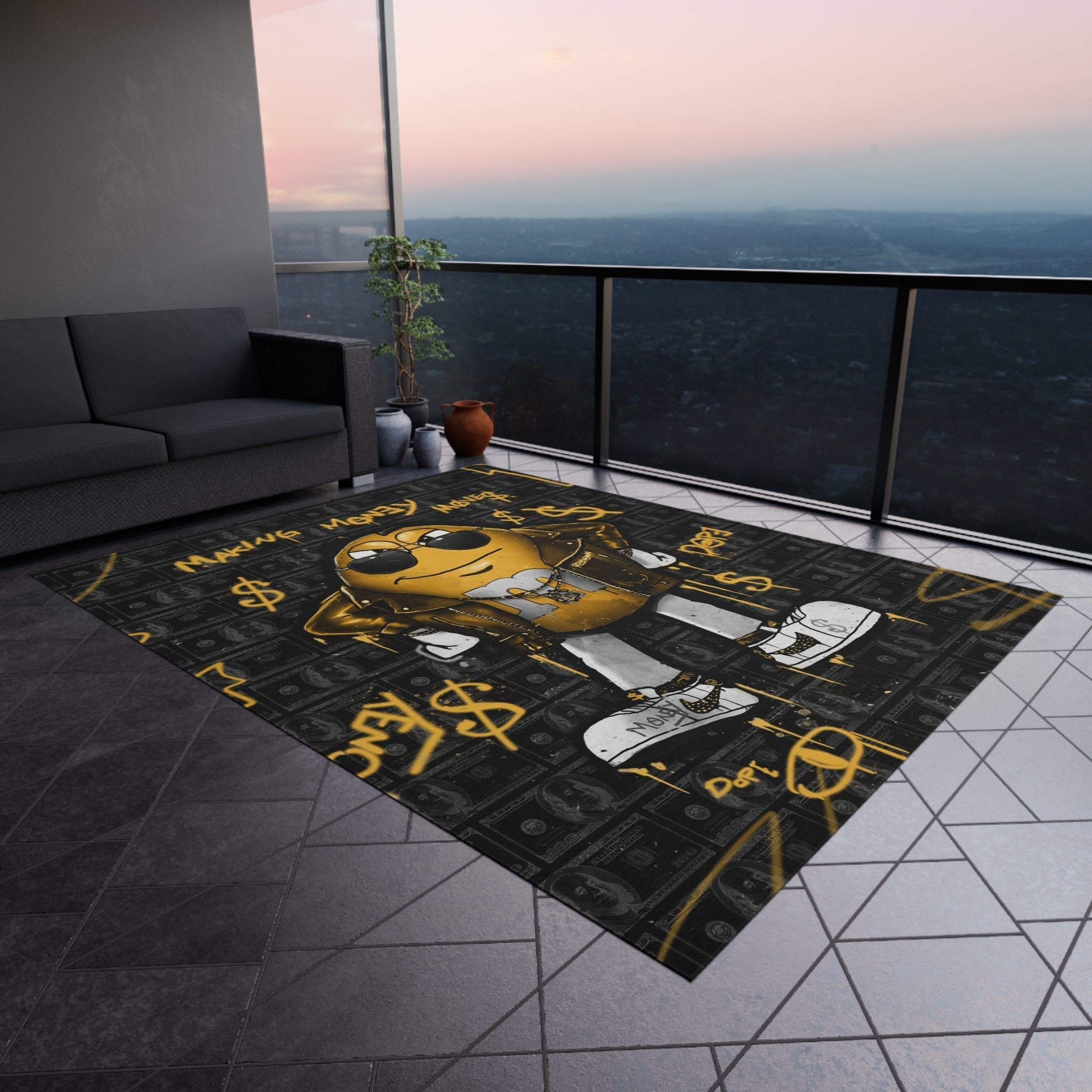 Making Money Moves Black & Yellow Motivational Rug