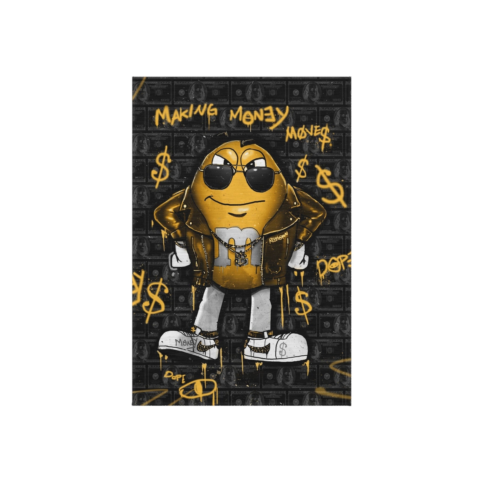 Making Money Moves Black & Yellow Motivational Rug