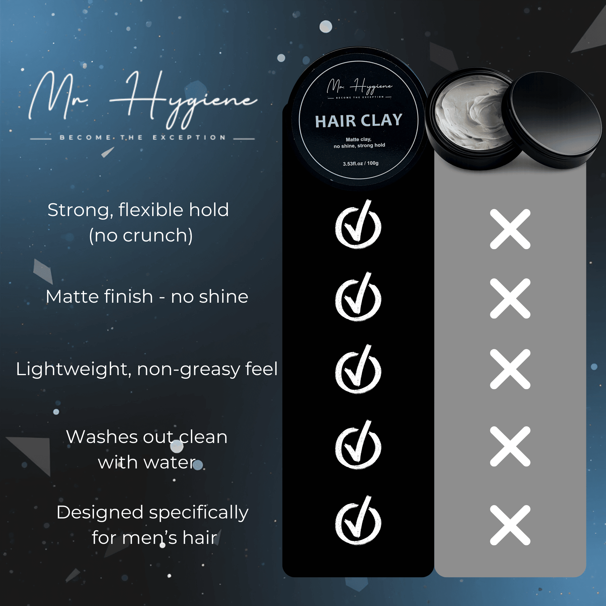 Matte Finish Hair Clay for Men - Strong Hold, Natural Look