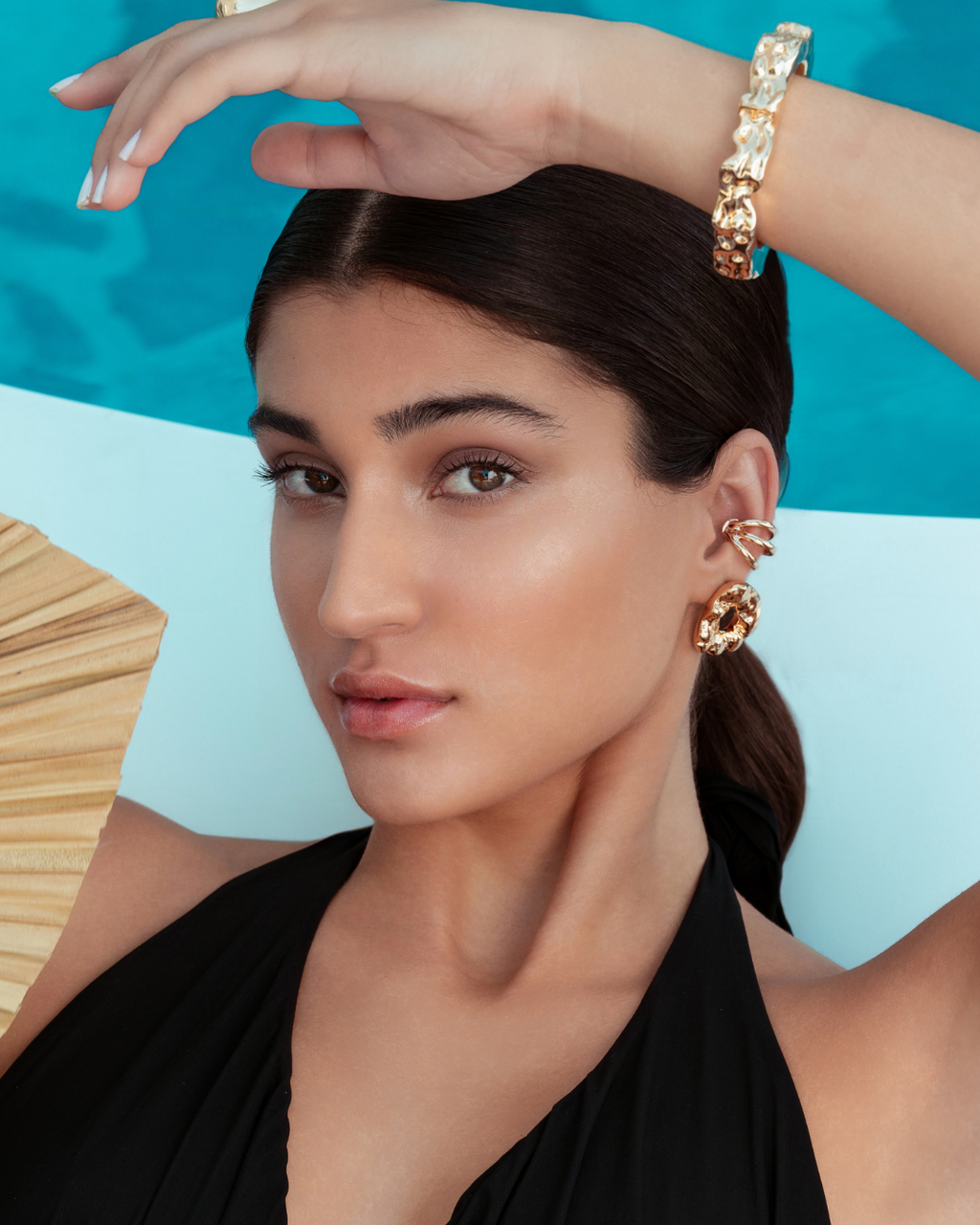 Ellen Sculptural Triple Loop Gold Ear Cuff