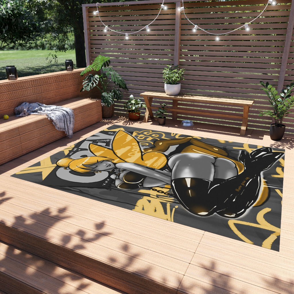 Obey w/ Tinker Bell Sensual Black&Gold Rug