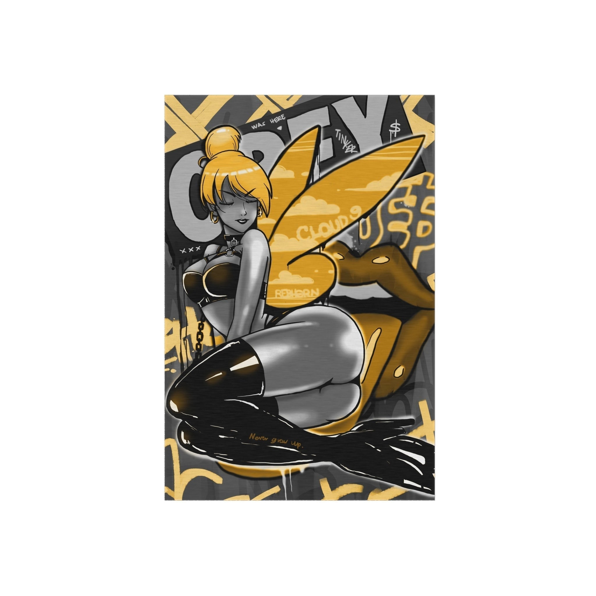 Obey w/ Tinker Bell Sensual Black&Gold Rug