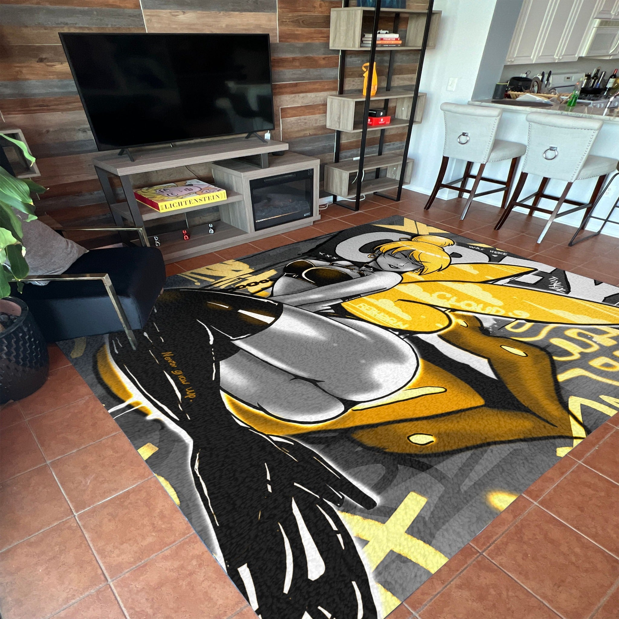 Obey w/ Tinker Bell Sensual Black&Gold Rug