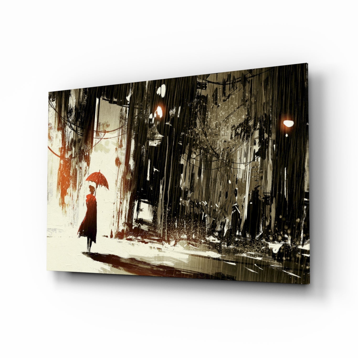 Rainy City Glass Wall Art