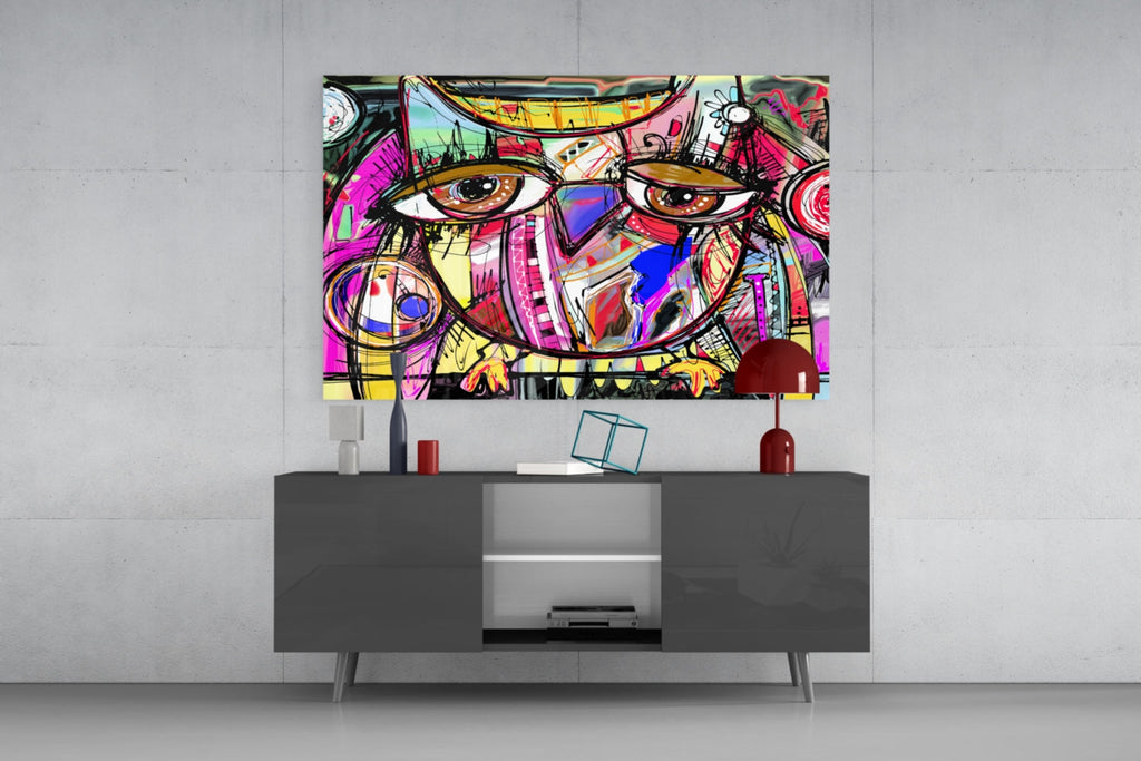 Abstract Owl Glass Wall Art