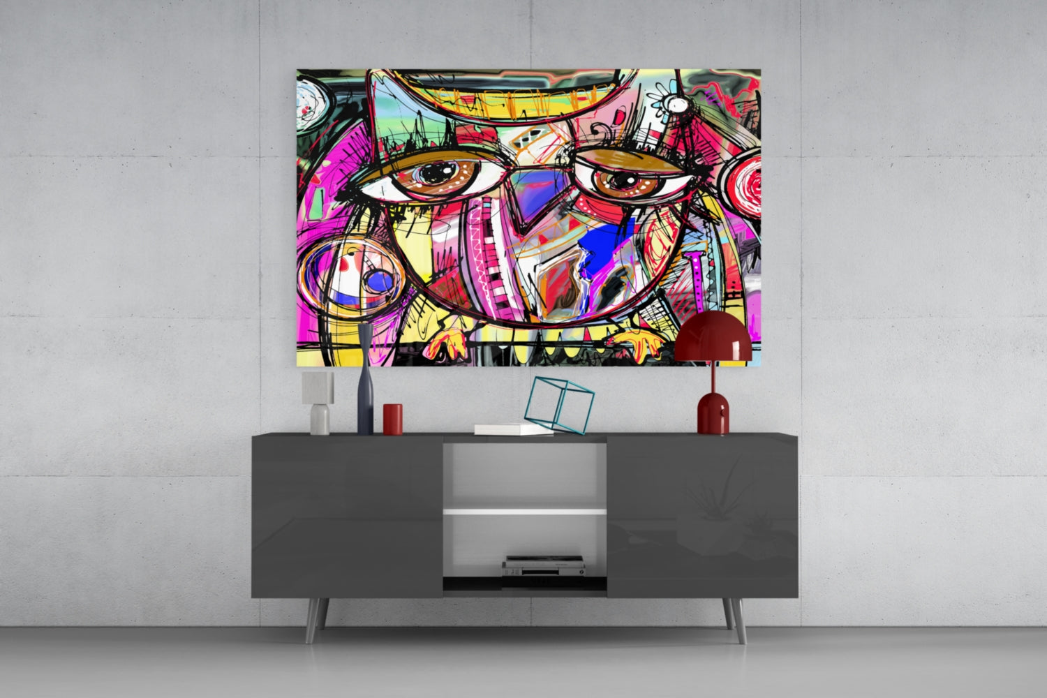 Abstract Owl Glass Wall Art