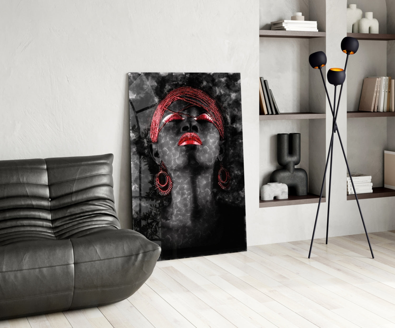 Woman and Red Glass Wall Art