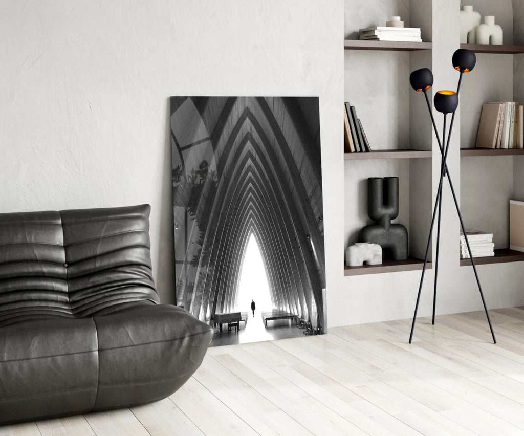 Gray City Landscape Glass Wall Art