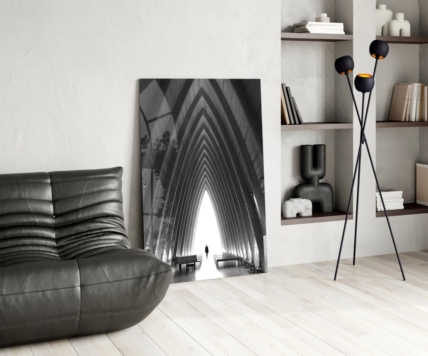 Gray City Landscape Glass Wall Art