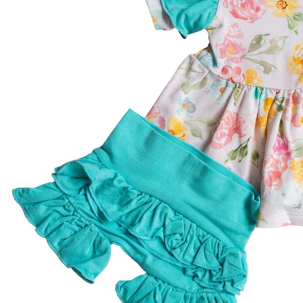 Kayelee Floral Bamboo Peplum + Bummie Set