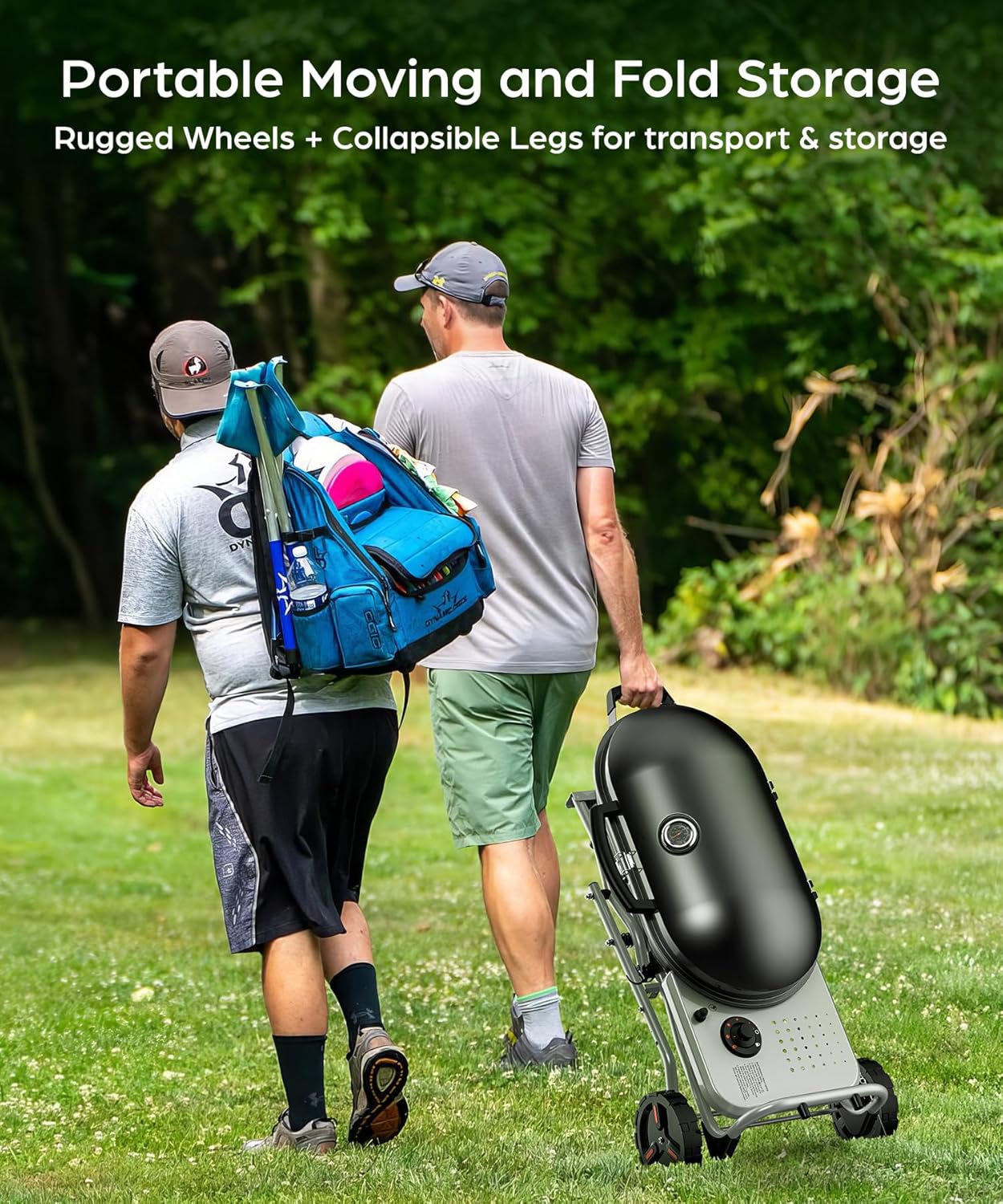 Portable  Propane Gas Grill, 15000BTUS, 348 SQ Inch  Cooking Areas, for Outdoor Camping/Tailgating/Picnic, Black